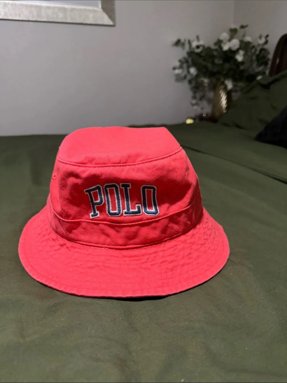 Polo by Ralph Lauren Bright Coral Kids' Bucket Hat with Embroidered POLO